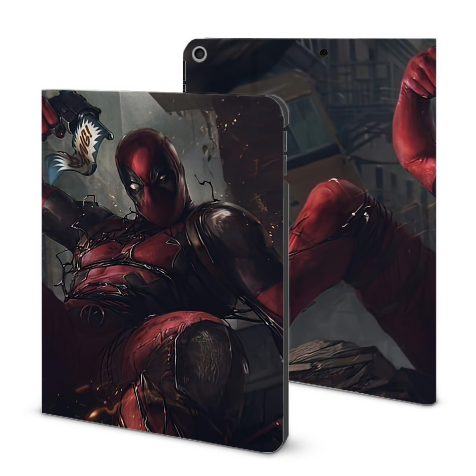 （画像用） Deadpool デッドプール IPad ケース ブック型 PUレザー TPU 耐衝撃 軽量 薄型 ペン収納なし 全面保護 IPad 各モデル対応